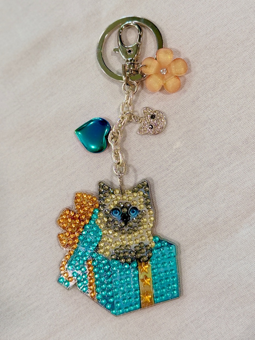 Diamond Painted Cat Keychain – Sealed with Premium Charms & Crystal Accents - Picture 4 of 9